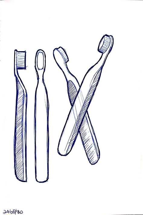 24/08/2020 Toothbrush Sketch, Daily Objects Sketches, Faucet Drawing, Objects To Draw, Live Sketching, Industrial Design Portfolio, Perspective Sketch, Design Sketching, Cubist Art