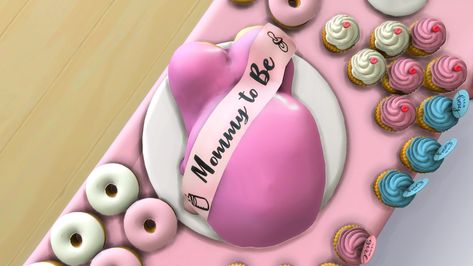 Sims4 Gender Reveal Cc, Gender Reveal Sims 4, Sims 4 Gender Reveal Cc, Baby Bump Cakes, Gender Reveal Cupcakes, Gender Reveal Balloons, Baby Balloon, Gender Reveal Cake, Blue Balloons