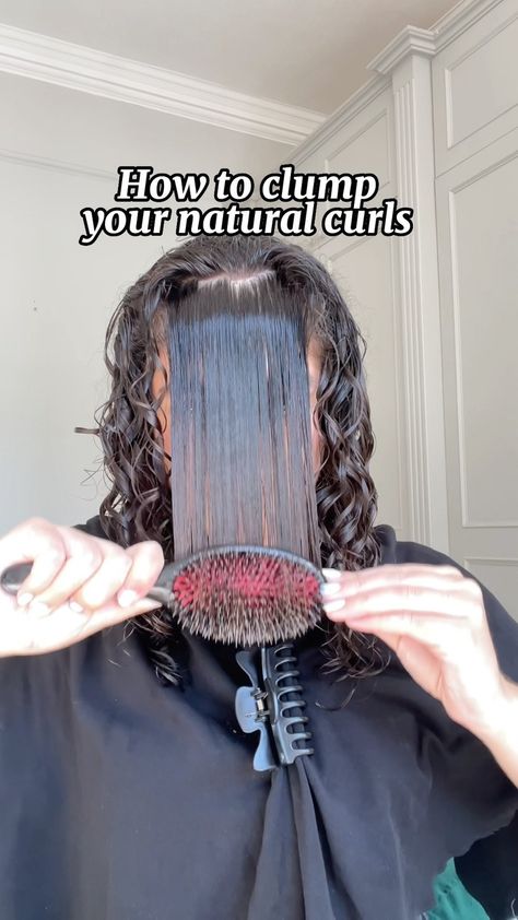 How to clump your natural curls for maximum definition 💙 @sophiemariecurly ‼️BRUSH IS FROM: Amazon called Denman bristle brush D81M also … | Instagram Color Wow Curly Hair, How To Handle Curly Hair, How To Set Curly Hair, Aubonacci Styler For Curly Hair, How To Style Curls Naturally Curly, How To Clump Curls, Curly Hair Brushed Out, Styling Naturally Curly Hair, Ways To Style Short Curly Hair Natural Curls