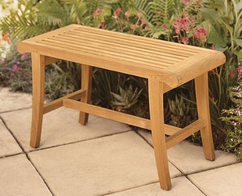 Spa Bench, Teak Bench Outdoor, Teak Bath, Teak Garden Bench, Teak Shower Bench, Bath Stool, Contemporary Bath, Resin Patio Furniture, Teak Patio Furniture