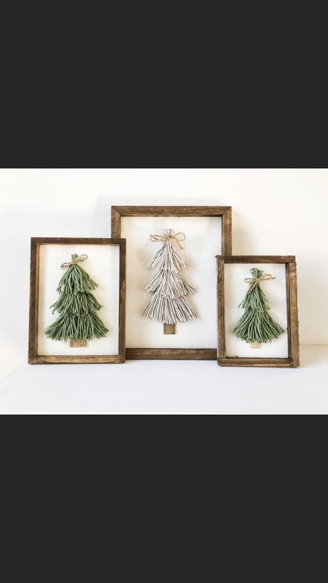 Tree Yarn Art, Yarn Christmas Tree Picture, Modern Yarn Wall Hanging, Cotton Crafts Decor, Tassel Tree Diy, Tassel Christmas Tree Diy, Yarn Trees Diy, Yarn Tassel Christmas Tree, Yarn Trees Christmas