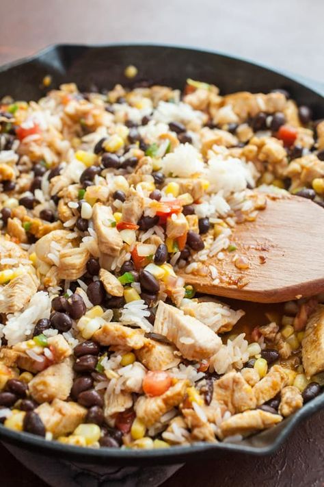 Chicken Taco Skillet, Taco Skillet Recipe, Mexican Chicken Tacos, Mild Taco Seasoning, Taco Skillet, Chicken And Cheese, Scratch Cooking, Corn Chicken, Black Bean Recipes