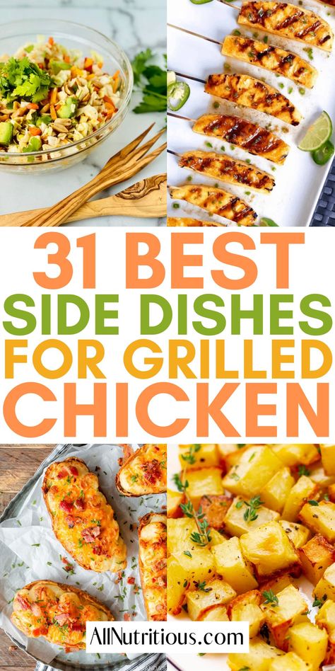 Health Side Dishes For Bbq, Best Grilling Side Dishes, Grill Chicken Meals Ideas, Sides For Chicken On The Grill, Healthy Sides To Go With Chicken, Sides To Have With Grilled Chicken, Summer Grilling Sides, Dinner On Grill Ideas, Grilled Chicken Menu Ideas