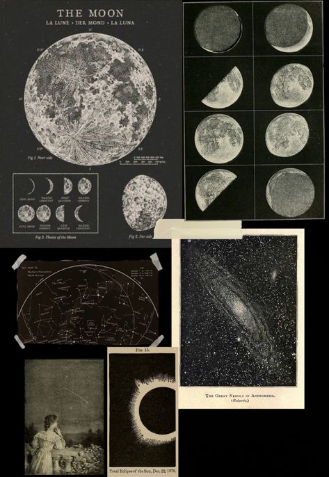 Moon Journal Aesthetic, Moon Chart Aesthetic, Moon Aesthetic Journal, Aesthetic File Decoration Ideas, Poster Prints Vintage Black And White, Moon Moodboard Aesthetic, Black Aesthetic Journal, Black Moon Aesthetic, Moon Poster Aesthetic