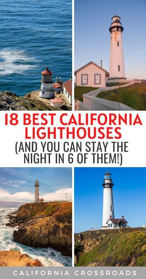 Planning to travel the California Coast? Here are the prettiest lighthouses in California — and you can even stay the night in some! California coast road trip | California coast lighthouses | California lighthouse map | Northern California lighthouses | Southern California lighthouses | Monterey lighthouse | Point Reyes lighthouse | Santa Cruz lighthouse | San Diego lighthouse | Pigeon Point Lighthouse California | lighthouse California | Battery Point lighthouse California Lighthouse Road Trip, Santa Cruz Lighthouse, Life Bucketlist, California Lighthouses, Alcatraz Tour, Point Reyes Lighthouse, California Coast Road Trip, California Highway, Golden Coast