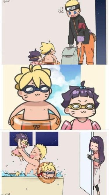 Naruto Cute Pics, Boruto Himawari, Naruto And Sasuke Funny, Naruto Shippudden, Uzumaki Family, Naruto Teams, Naruto Uzumaki Art, Uzumaki Boruto, Naruto Fan Art