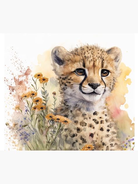 "Safari Animal Nursery Art, Watercolor Cheetah With Flowers " Tapestry for Sale by sozak45 | Redbubble Safari Animal Nursery, Animal Nursery Art, Safari Animals Nursery, Painting Inspo, Animal Nursery, Water Colour, Safari Animals, Art Watercolor, Tapestry Design