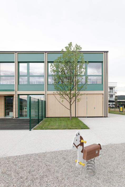 Gallery of Učenjak Kindergarten Renovation and Extension / od-do architecture + Navor - 1 Day Care Architecture, Kindergarten Photography, Kindergarten Architecture, Architecture Images, School Building, Facade Architecture, Messaging App, School Architecture, Architecture Project