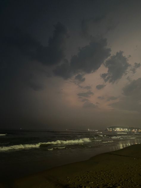 #sea #beachlife #beachwaves #beachvibes #beachlover #vizag #cloudysky Besant Nagar Beach, Vizag Beach, Boyfriend Aesthetic, Beach Night, Visakhapatnam, Sunrise Beach, Beach Lovers, Beach Waves, Beach Life