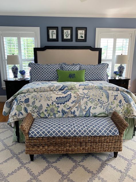 Fun Master Bed, Neutral Bedroom With Pop Of Color Cozy, Caitlyn Wilson Design Bedrooms, Small Bedroom Victorian Decor, Master Bedrooms Decor Curtains, Pottery Barn Blue Bedroom, Vintage Bedroom Set Makeover, Greece Inspired Bedroom Decor, Blue Green Bedroom Decor