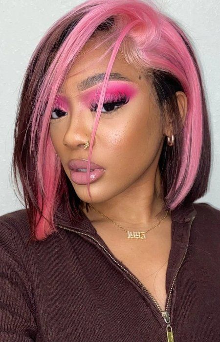 Skunk Stripe Hair Ideas, Skunk Stripe Hair, Stripe Hair, Skunk Hair, The Trend Spotter, Skunk Stripe, Creative Hair Color, Dyed Natural Hair, Hair Color Pink