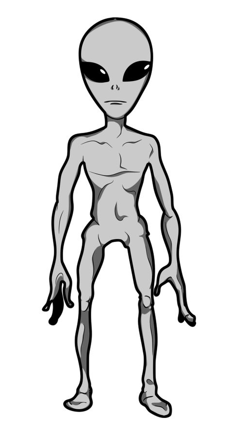 A grey alien (also referred to as simply a grey and a Roswell Grey) is a commonly known alien that is most commonly known to have crashed in Roswell, New Mexico. The U.S government were seen to have retrieved the aircraft and the alien bodies. Now, there are accusations they are being held by the U.S. Government at the secret military aircraft testing ground known as Area 51. Grey aliens are often described by eyewitnesses as slender with large heads and black eyes. They have small mouths as... Alien Grey Art, Alien Body Drawing, Cartoon Alien Drawing, Alien Sketch, Grey Aliens, Alien Drawing, Scary Alien, Alien Alien, Alien Party