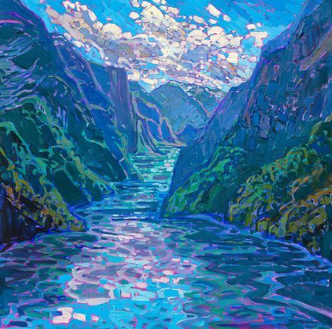 American Impressionism, Norway Fjords, Erin Hanson, Contemporary Impressionism, Modern Impressionism, Impressionism Painting, Impressionism Art, Colorful Landscape, Large Painting