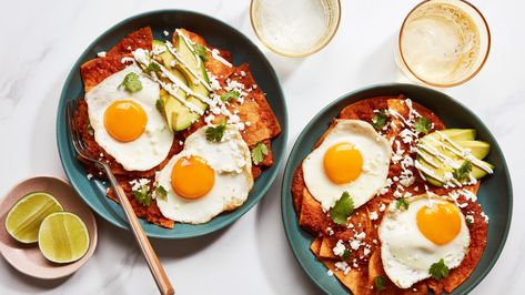 How to Make Chilaquiles | Epicurious How To Make Chilaquiles, Mexican Mole Sauce, Fried Tortilla Chips, Traditional Mexican Breakfast, Mexican Mole, Leftover Rotisserie, Homemade Corn Tortillas, Mexican Breakfast Recipes, Mexican Dish