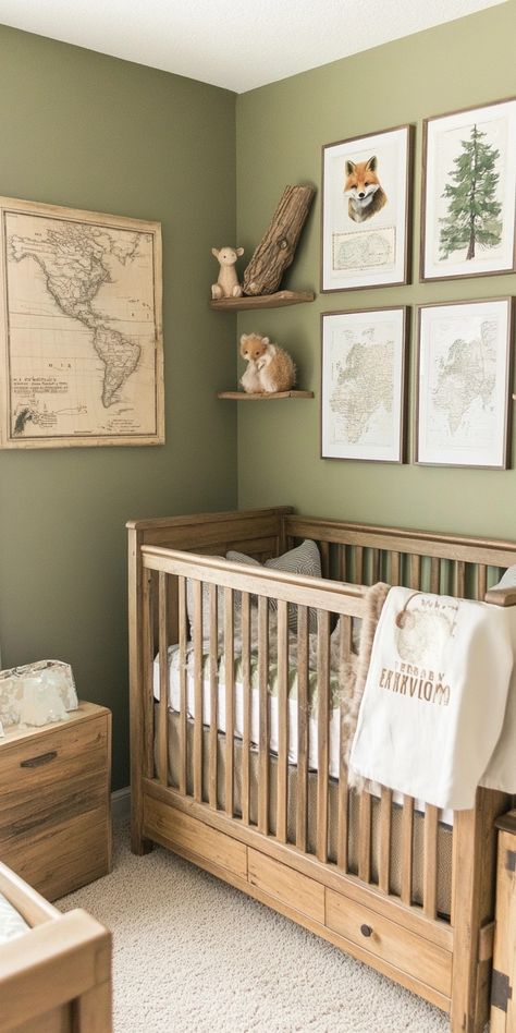 Love the cozy and charming feel of a woodland-themed nursery? This woodland green boy nursery offers inspiration for forest baby rooms and woodsy nursery designs. Discover baby room fox theme ideas.
Save this pin for a whimsical woodland nursery! Green Boy Nursery, Forest Baby Rooms, Woodsy Nursery, Whimsical Woodland Nursery, Green Nursery Boy, Modern Nurseries, Dino Nursery, Baby Boy Nursery Ideas, Nursery Designs