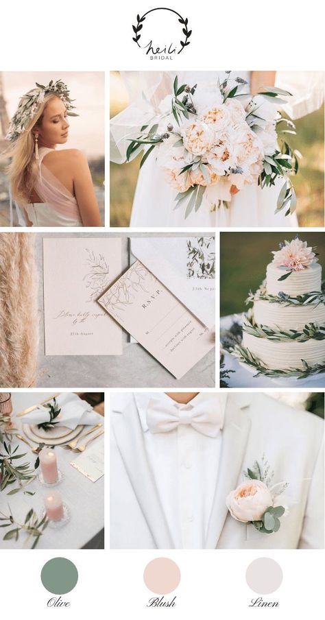 Blush and Olive Wedding Inspiration for Summer Wedding – Heili Bridal Olive Wedding, Late Summer Weddings, Summer Wedding Colors, Ceremony Inspiration, Marriage Ceremony, Summer Months, Rose Wedding, Simple Weddings, Wedding Themes