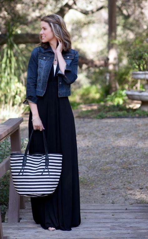 40 Black Dress Saw 100 Years of Women Denim Jacket Outfit, Maxi Outfits, 가을 패션, Mode Inspiration, Modest Outfits, Outfits Casuales, Moda Fashion, Skirt Outfits, Hijab Fashion