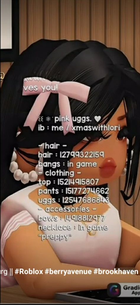 Ib:xmaswithlori on tt! (NOT MINE! DM FOR REMOVAL!) Preppy Kids, Pink Uggs, Coding Clothes, Berry Ave, Roblox Outfits, Pergola Designs, Roblox Codes, Pink Ruffle, Role Play