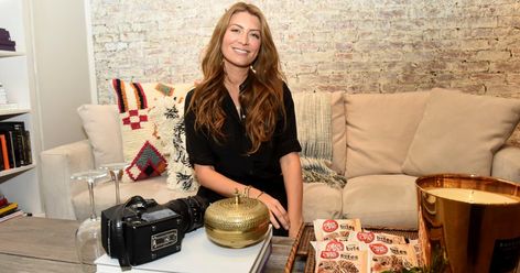 Grey Painted Rooms, Genevieve Gorder, Mismatched Furniture, Hgtv House, Hgtv Star, Herringbone Wood Floor, Herringbone Wood, White Bedside Table, New York City Apartment