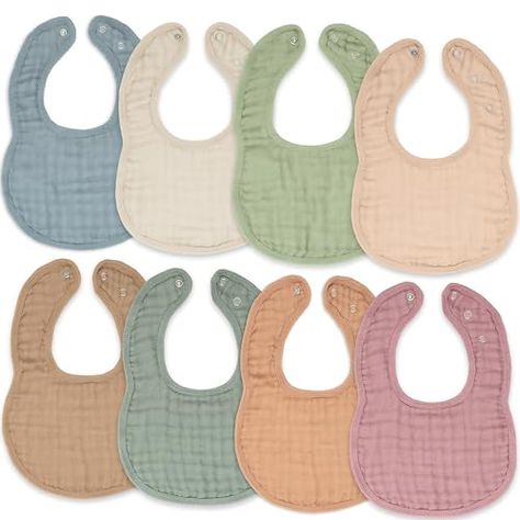 Comfy Cubs Muslin Baby Bibs, Drool Bibs 8 Pack, 100% Cotton Adjustable Size with Easy Snaps, Teething & Drooling Soft and Absorbent, Washable and Reusable Muslin Bib, Drool Bibs, Dribble Bibs, Bandana Design, Drool Bib, Muslin Baby, Soft And Gentle, Muslin Cotton, Newborn Gifts