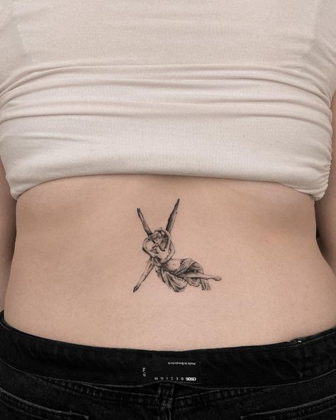 Aphrodite Tattoo Thigh, Cupid And Psyche Tattoo, Psyche Tattoo, Sappho Tattoo, Aphrodite Tattoo, Kissing Drawing, Cupid Tattoo, Romantic Tattoo, Antonio Canova