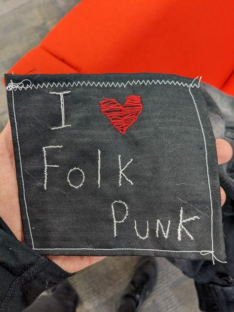 Black patch with embroidered text
I love folk punk Folk Punk Patches, Handmade Patches, Gutter Punk, Folk Punk, Urban Tribes, Patch Ideas, Crust Punk, Handmade Patch, Punk Patches