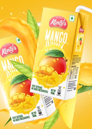 Kentys Mango Drink - 21/1/2023 Mango Packaging Design, Mango Packaging, Mango Drink, Snack Package, Mango Milkshake, Mango Drinks, Juice Packaging, Mango Juice, Food Design