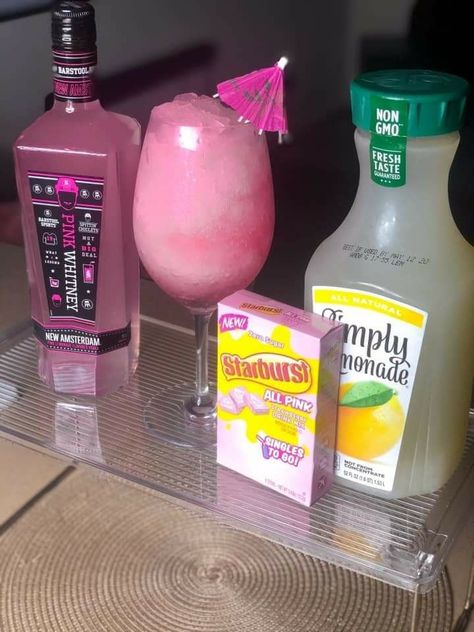 Pink Whitney + Simply Lemonade 🍋 + with STARburst pink lemonade singles. perf... -  Pink Whitney + Simply Lemonade 🍋 + with STARburst pink lemonade singles. perfection by   IG: FLYE75 Twitter: FLYE75 Tik Tok: FLYE75 Pink Whitney, Simply Lemonade, Fun Drinks Alcohol, Pretty Alcoholic Drinks, Alcholic Drinks, Yummy Alcoholic Drinks, Mixed Drinks Alcohol, Birthday Drinks, Liquor Drinks