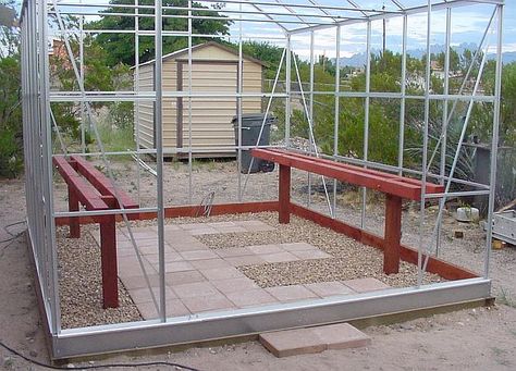 Building our Harbor Freight 10' x 12' Greenhouse Harbor Freight Greenhouse, Greenhouse Floor, Octagon Picnic Table, Greenhouse Frame, Build Your Own Shed, Greenhouse Design, Greenhouse Ideas, Small Greenhouse, Greenhouse Plans