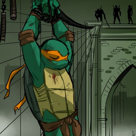 Poor Mikey!!! Hanging By A Thread, Tmnt Mikey, Tmnt Characters, Usagi Yojimbo, Tmnt Comics, Teenage Mutant Ninja Turtles Artwork, Turtles Funny, Teenage Mutant Ninja Turtles Art, Ninja Turtles Artwork