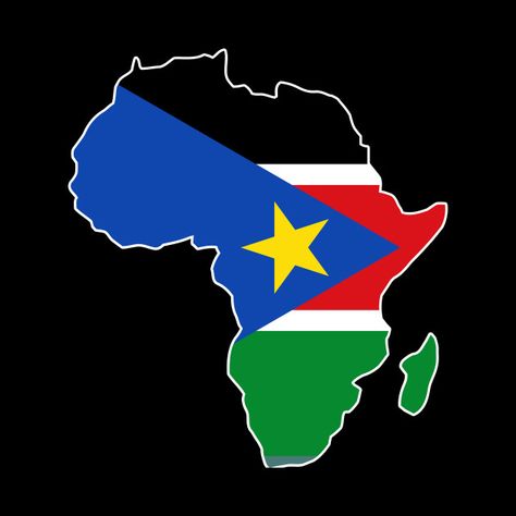 South Sudan Flag, Sudan Flag, South Sudanese, Afro Samurai, Flag Tattoo, South Sudan, Shirt Making, Flag Art, Africa Map