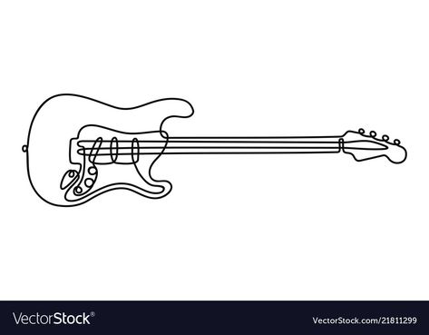 Tiny Guitar Tattoo Simple, One Line Guitar Tattoo, Bass Guitar Drawing Simple, Fine Line Guitar Tattoo, Guitar One Line Drawing, Simple Guitar Drawing, Guitar Line Drawing, Simple Guitar Tattoo, Bass Guitar Tattoo