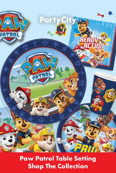 Serve up your favorite party food and treats on Party City’s Paw Patrol themed tableware. Paw Patrol Plates, Birthday Party Table Setting, Paw Patrol Party Supplies, Zuma Paw Patrol, Birthday Party Table, Paw Patrol Birthday Party, Patrol Party, Party Table Settings, Birthday Party Tables