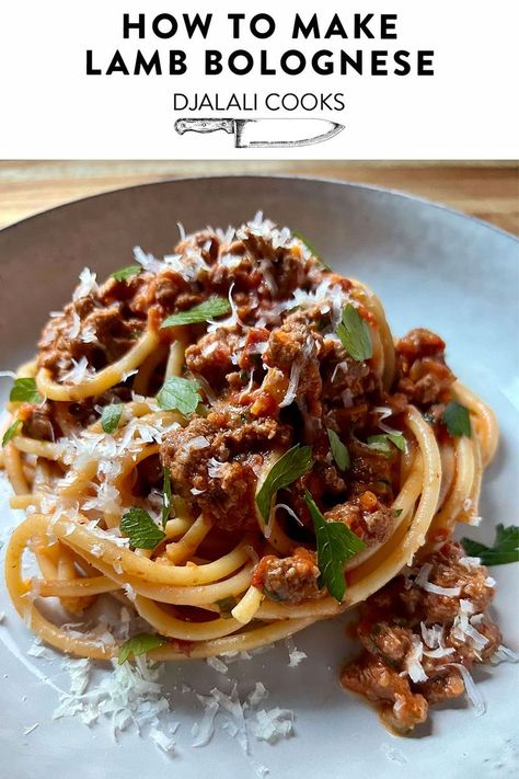 Lamb Noodles Recipes, Lamb Pasta Sauce, How To Cook Ground Lamb, Ground Lamb Pasta, Lamb Bolognese Recipes, Lamb Pasta Recipes, Ground Lamb Pasta Recipes, Lamb Spaghetti, Lamb Sauce Recipes