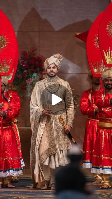 Reet on Instagram: "The groom’s royal entry is a grand and majestic moment, symbolizing his arrival in style, surrounded by celebration, tradition, and the excitement of his new journey ✨👑  The song is sung by our dashing Groom ✨  Wedding planned and executed : @reetentertainment  Bride : @bianca.ajmera  Groom : @adarsh.ajmera  Photographer : @rambherwaniproductions   #wedding #weddingday #groom #decor #weddingplanner #destinationwedding #family #bride #weddingdecor #couple #couplegoals #weddinginspiration #indianwedding #eventplanner #beautiful #royalwedding   [ Wedding, Couple, Groom, Bride, Destination Wedding, Wedding Planner, Decor ]" Groom Entry For Wedding, Royal Entry For Wedding, Groom Entry Song, Royal Wedding Entry, Bride And Groom Entry, Bride Groom Entry, Groom Entry, New Journey, Wedding Couple