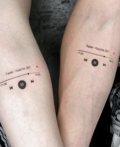 Couples Music Tattoos, Tattoo Ideas Matching, Finger Tattoos For Couples, Couple Tattoo Ideas, Couples Tattoo, Best Couple Tattoos, Tattoos For Couples, Pola Tato, Small Couple Tattoos