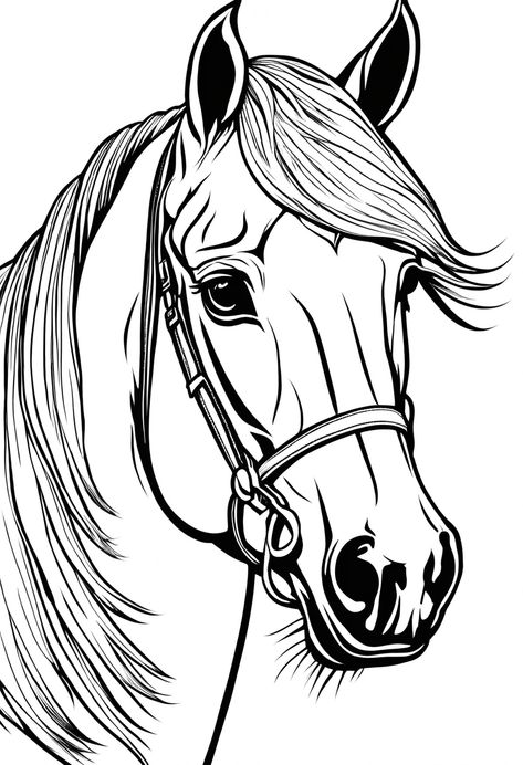 Barrel Racing Drawing, Horse Head Outline, Horses Coloring, Drawing Horse, Horse Stencil, Pencil Drawings Of Animals, Horse Coloring Pages, Horse Illustration, Art Horse