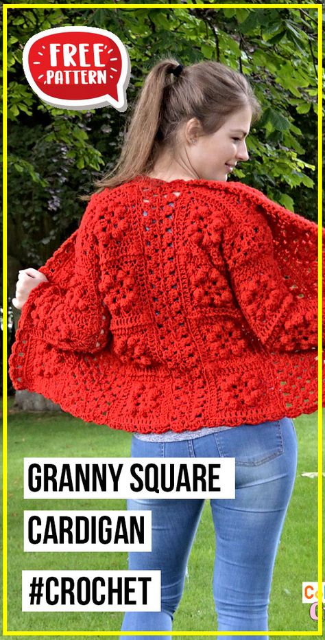 One Color Granny Square Cardigan - FREE Crochet Cardigan Pattern for Beginners. Click to Get the Pattern #Cardigan #crochetpattern #crochet via @shareapattern.com Granny Square Clothes Free Pattern, Chunky Granny Square Cardigan, Granny Square Jacket Pattern Free, Granny Square Vest Pattern Free, Easy Crochet Cardigan For Beginners, One Color Granny Square, Granny Square Cardigan Pattern Free, Diy Crochet Christmas, Crochet Cardigan For Beginners