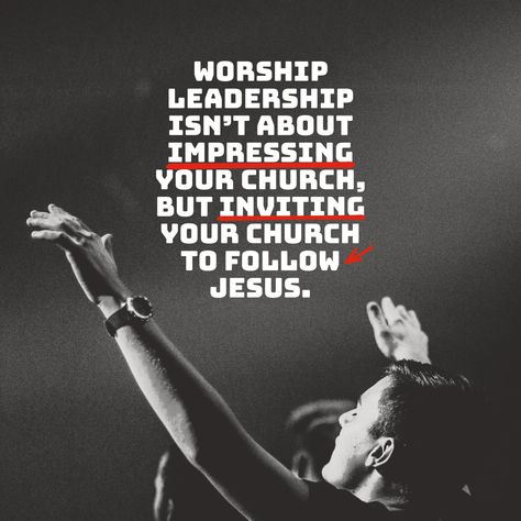 Worship Leaders are a blend of Pastor/Musician, and the order of that blend is SO important. We are first Pastors - caring for the church, thinking of how to lead the church, and praying for the church. Secondarily, we are Musicians - technically skilled, musically dynamic, and artistic. This order of this is so important because of the holy calling on God's leaders. We're never meant to impress, but are are held accountable to faithfully inviting the church into worship. Worship Leader, Follow Jesus, Worship, Leadership, Musician, Jesus, Music, Quotes