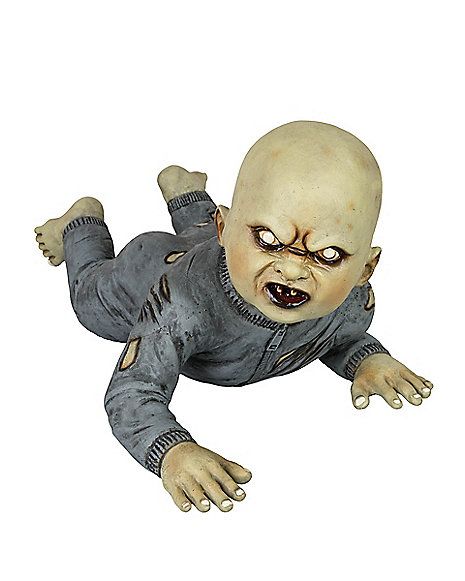 Goryious Zombie Baby - Decorations - Spirithalloween.com Zombie Baby, Ghost Doll, Baby Zombie, Halloween Props Scary, Halloween Scenes, Creepy Baby Dolls, Animated Halloween Props, Halloween Haunted House Decorations, Horror Ghost