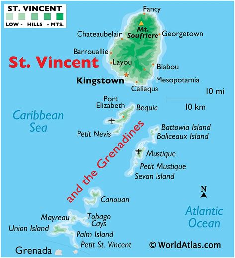 America Outline, St Vincent And The Grenadines, Bequia, Saint Vincent And The Grenadines, The Virgin Islands, Physical Map, North America Map, Satellite Maps, Palm Island