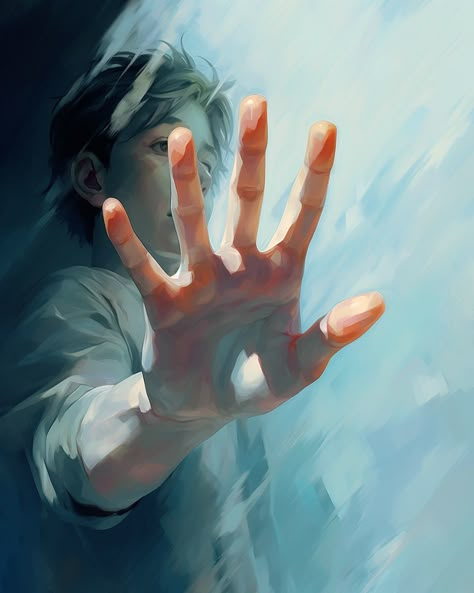 Hand Reaching Out Towards You, Man Reaching Out, Man Reaching Out Pose Reference, Painterly Style Art, Hand Covering Camera Pose, Anime Hand Reaching Out, Hand Reference Reaching Out, Hand In Front Of Camera Pose, Girl Reaching Out