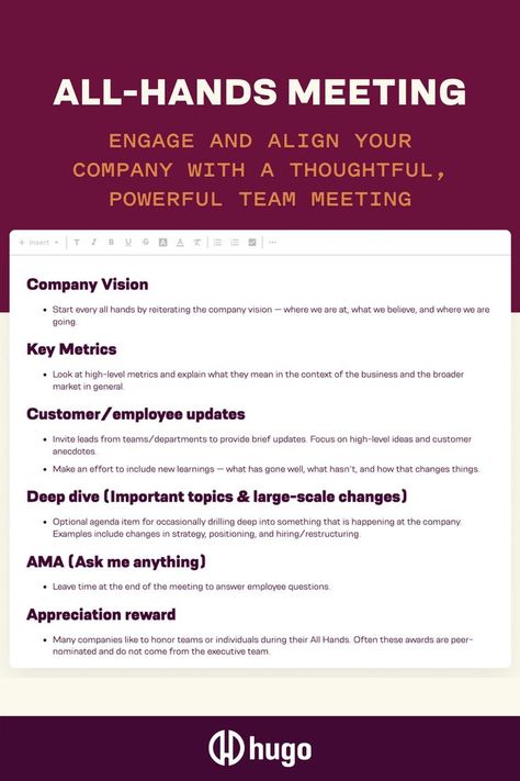 Company Meeting Ideas, Meeting Ideas Business Fun, Monthly Team Meeting, Meeting Topics Work, Team Huddle Agenda, Staff Meeting Agenda Template, Work Meeting Ideas, 1 On 1 Meeting Template, One On One Meeting Employee Template