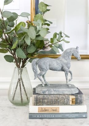 How to turn a toy horse figurine into a designer-inspired concrete equestrian statuette using just paint, wood craft, and glue. #thriftymakeover #diydecor #diytutorial #statuette #blesserhouse Wood Projects For Beginners, Equestrian Decor, Toy Horse, Horse Figurine, Decor Guide, Concrete Diy, Easy Home Decor, Shower Design, Decorating On A Budget