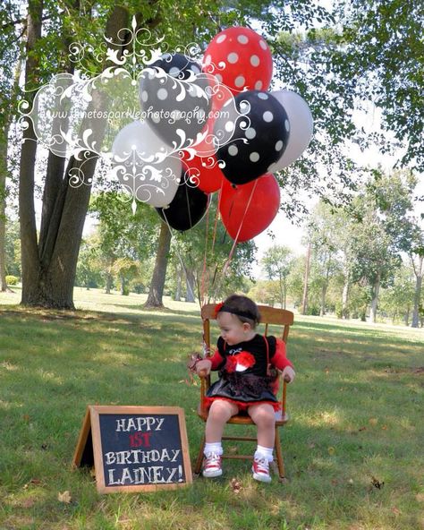 Ladybug 1st Birthday Photo Shoot, Ladybug Photoshoot, Ladybug Photos, Ladybug 1st Birthday, Fun Portraits, Mickey Mouse Themed Birthday Party, Bug Party, 1st Birthday Girl Decorations, 1st Birthday Photo