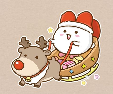 Cute Reindeer Drawing, Kawaii Christmas Drawings, Kawaii Reindeer, Chibi Christmas, Reindeer Drawing, Santa Stickers, Santa Cartoon, Santa With Reindeer, Friends Drawing