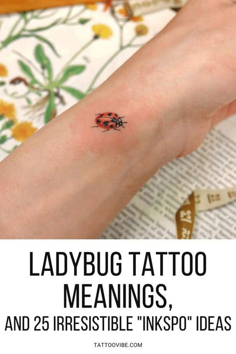 Ladybug Tattoo Meanings And 25 Irresistible “Inkspo” Ideas 1 Ladybug Ear Tattoo, Minimalist Ladybug Tattoo Simple, Ladybug Tattoo Meaning, Tiny Ladybug Tattoo Simple, Dainty Ladybug Tattoo, Ladybug Tattoo Small, Love Bug Tattoo, Ladybird Tattoo, Ladybug Tattoos