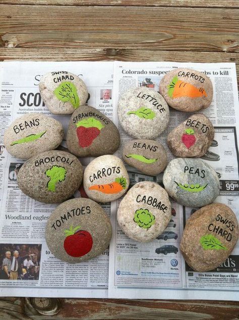 27 Cute DIY Herb Marker Ideas For Pots And Containers Garden Markers Ideas, Garden Markers Rock, Marker Ideas, Painted Garden Rocks, Preschool Garden, Look Prettier, Ideas For Garden, Herb Markers, Indoor Herb