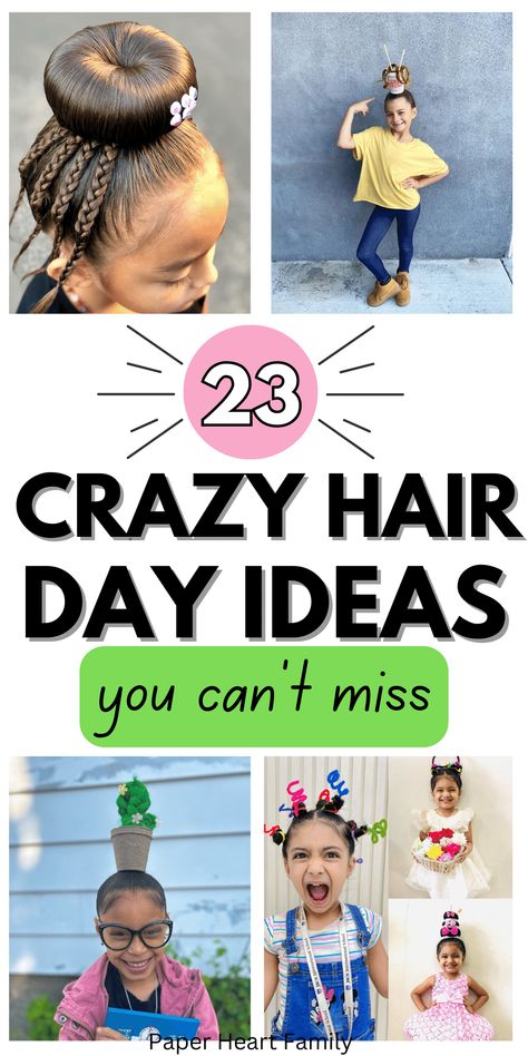 Crazy Hair Day For Teachers, Easy Crazy Hairstyles, Whacky Hair Day, Crazy Hair For Kids, Crazy Hair Day Ideas, Toddler Hairstyles, Wacky Hair Days, Easter Hairstyles For Kids, Wacky Hair