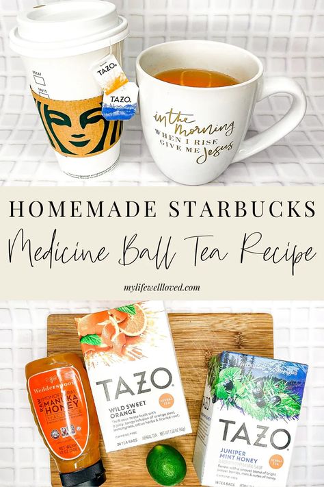 Starbucks Tea Drinks Recipes At Home, How To Make Starbucks Medicine Ball Tea, Starbucks Medicine Ball Recipe At Home, Starbucks Sick Tea, Starbucks Medicine Ball Tea Recipe, Homemade Medicine Ball, Medicine Ball Recipe, Starbucks Medicine Ball Tea, Starbucks Medicine Ball Recipe